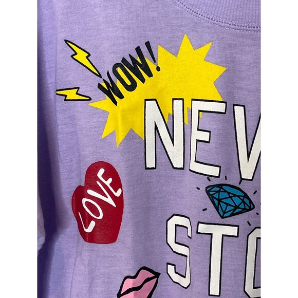 Rampage Purple Graphic Sweatshirt S Never Stop Shopping Long Sleeve Cute Cozy - Picture 6 of 8
